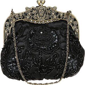 Women's Vintage Beaded Sequin Flower Evening Handbags